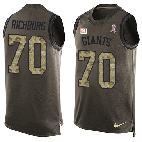 Men's Limited Weston Richburg Nike Jersey Green - #70 Salute to Service Tank Top NFL New York Giants